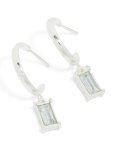 Silver Diamante Baguette Drop Earrings