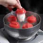 2-PACK Egg Poachers Multi-ply Non-stick Silicone Egg Cookers Easy Boil And Steam Kitchen Gadgets For Perfect Poached Eggs