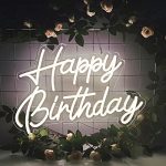 Happy Birthday Neon Sign Reusable Warm White LED Neon Night Light Birthday Party Decorations USB Operated Decorative For Backdro