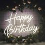 Happy Birthday Neon Sign Reusable Warm White LED Neon Night Light Birthday Party Decorations USB Operated Decorative For Backdrop Party Bedroom Wall D