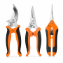 3-PIECE Stainless Steel Pruning Shears & Gardening Scissors Set - Orange