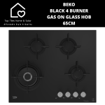 Beko Black 4 Burner Gas On Glass Hob - 65CM