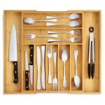 Purawood Bamboo Drawer Organizer - Expandable Silverware Organizer & Utensil Drawer Organizer Cutlery Tray With Dividers 7-9 Slo