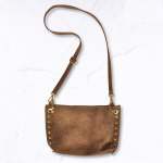 Genuine Leather Suede Detail Bag - Chocolate Free