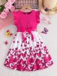 Girl's Romantic Butterflies Splicing Dress Holiday Going Out Comfy Casual Dresses