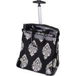 Beauty Make-up Bag Damask Floral Fashion Upright On Wheels Empty