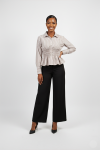 Striped Blouse For Women Long Sleeve Cinched Waist Shirt Rage - XXL Stripe