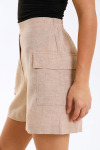 Ladies High Waist Linen Feel Summer Shorts
