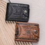 Men's Slim Faux Leather Wallet With Embossed Dollar Design - Casual Style Letter Pattern