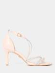 Claire Cross Over Diamante Evening Heel Sandal - 41 Nude