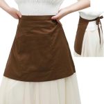 Furphi Medieval Half Apron With Pockets Linen Waist Aprons Vintage Maid Waiter Costume Brown