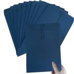 10PCS A4 Kraft Paper File Folder Blue Filing Envelope Folder Project Document Folder With String Closure Presentation Holder Let
