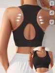 Elegant Back Cutout Sporty Bralette - No Steel Bands Removable Cups Medium Support Polyamide & Elastane Blend Suitable For Adult
