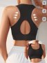 Elegant Back Cutout Sporty Bralette - No Steel Bands Removable Cups Medium Support Polyamide & Elastane Blend Suitable For Adult Women