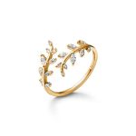 Hnmzzpl Adjustable S925 Sterling Silver Ring For Women Branch Leaves Band Stacking Finger Ring Paved Cubic Zirconia Stone Stacka