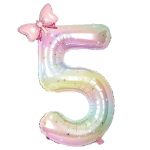 40-INCH Rainbow Number 5 Balloons & MINI Butterfly Balloon Butterfly Birthday Decorations For Girls 5TH Birthday Balloons Party