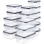 16-PIECE Food Storage Container Set With Lids: Stackable Clear Design