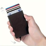1PC Automatic Pop-up Alloy Card Holder Rfid Blocking Card Clip Casual Portable Card Holder With Large Capacity Multiple Card Slo