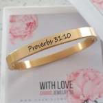Kiera Personalized Gold Stainless Steel Clip Open Bangle Size: 58MM Diameter Ready In 3 Days