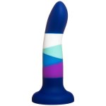 6" Ribbon Striped Silicone Dildo - Blue