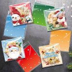 50PCS Self Adhesive Bags For Cookie Cake Chocolate Candy Snack Wrapping Clear Plastic Treat Bags For Christmas Celebration Goodi