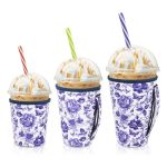 Ajltpa Iced Coffee Sleeve Insulator Sleeves For Cold Drinks Beverages 3 Pack Reusable Neoprene Cup Sleeve With Handle For 16-32O