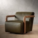 Bellora Leather Swivel Armchair Olive