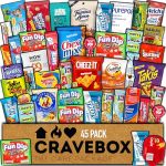 Cravebox Snacks Box Variety Pack Care Package 45 Count Father's Day Treats Gift Basket Adults Kids Grandkids Guys Girls Women Me