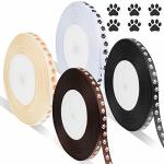 Chuangdi 4 Rolls Grosgrain Paw Print Ribbon 3 8 Inch X 100 Yards Craft Paw Ribbons For Dog Print Party Ornaments Gift Wrapping P