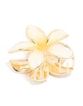 Goldair Gold Cream Enamel Frangipani Flower Claw Clip