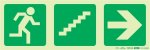 Photoluminescent 190MM Safety Sign -E18-RUNNING Man+stairs Going Up+arrow Right