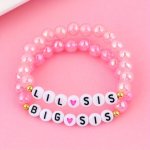 2PCS Fashion Acrylic Alphabet Beads Bracelet Set For Sisters "big Sis & Lil Sis" Heart Charm Bracelets No Plating Suitable For T