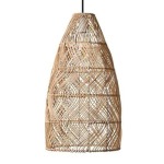 Tall Wave Rattan Pendant Light Natural Black - Black