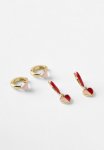 Cotton On Kids Earring Set - 12K Gold Plated Pink red Heart Huggies