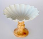 White Metal Stand Bowl With Wooden Base 23X30CM
