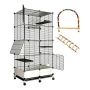 4 Tier Large Bird Cage Parrot Aviary With Lockable Wheels Swing And Ladder