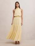 Lauren Tiered Halter Maxi Dress - 16 Lemon