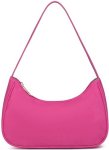 Afashor Shoulder Bags For Women Vegan Leather Hobo Sling Tote Handbag Retro Clutch Purse With Zipper Closure Lychee-pink