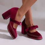 Womens Stylish Low-cut High Heels With A Bow Detail