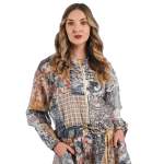 Heraldic Patch Print Silky Bomber - Navy Free