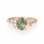 Dhia Green Moss Agate Five-stone Engagement S925 Ring Size 7
