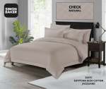 Simon Baker 300TC 100% Egyptian Cotton Jacquard Check Duvet Cover Natural Various Sizes - Natural Queen 230CM X 200CM + 2 Pill