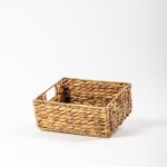 Water Hyacinth Fishbone Weave Basket Tray With Handles - 25X21X10CM