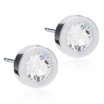 Blomdahl Silver Titanium Earrings Crystal Grand Bezel