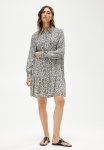 Oversized Shirt Dress - Cream Grey Patterned