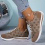 Women's Rose Pattern Casual Sneakers Lace Up Platform Soft Sole Walking Shoes Low-top Preppy Trainers