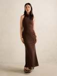 Ariana Halter Heatseal Maxi Dress - XL Dark Chocolate