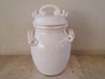 Cream Crackled Pot With Lid Detailed Handles – 42X27CM