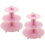 2PIECES Cupcake Stands Display Dessert Three-layer Tray-pink