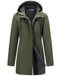 Outdoor Ventures Women's Lightweight Waterproof Fleece Lined Hooded Softshell Rain Jacket Warm Windbreaker Long Coat